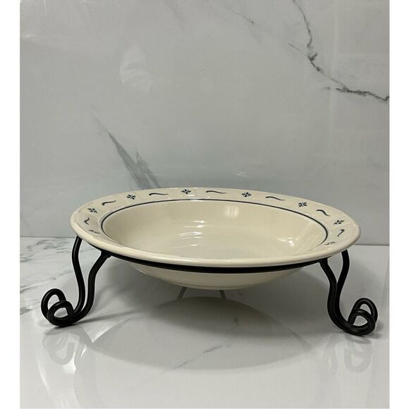 LONGABERGER Woven Traditions Classic Blue 12” Pasta Bowl With Stand - Picture 1 of 3